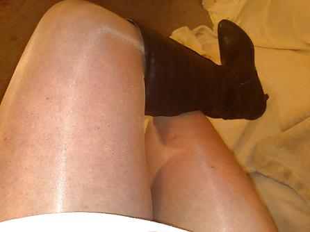 12P Sissy slut in lipstick, hose and hood.