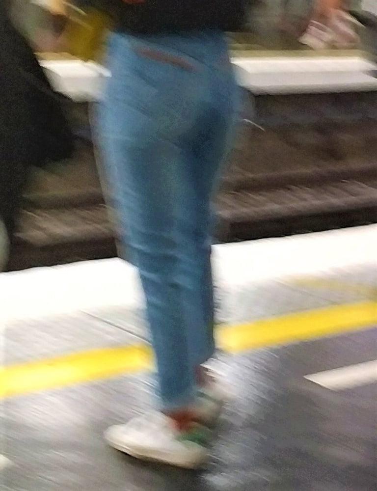 10P A french brunette masked waiting at the station