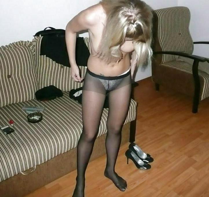 25P White Panties Under Pantyhose 1