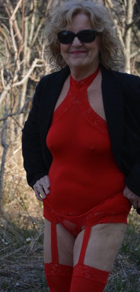 20P Red Sheer Garter Dress #5