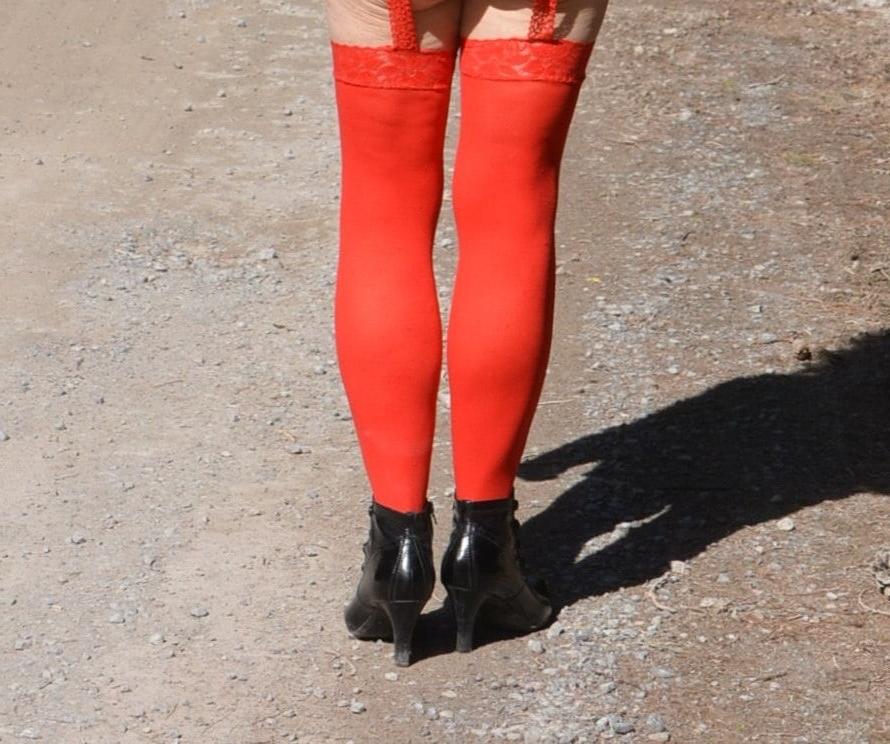 20P Red Sheer Garter Dress #5