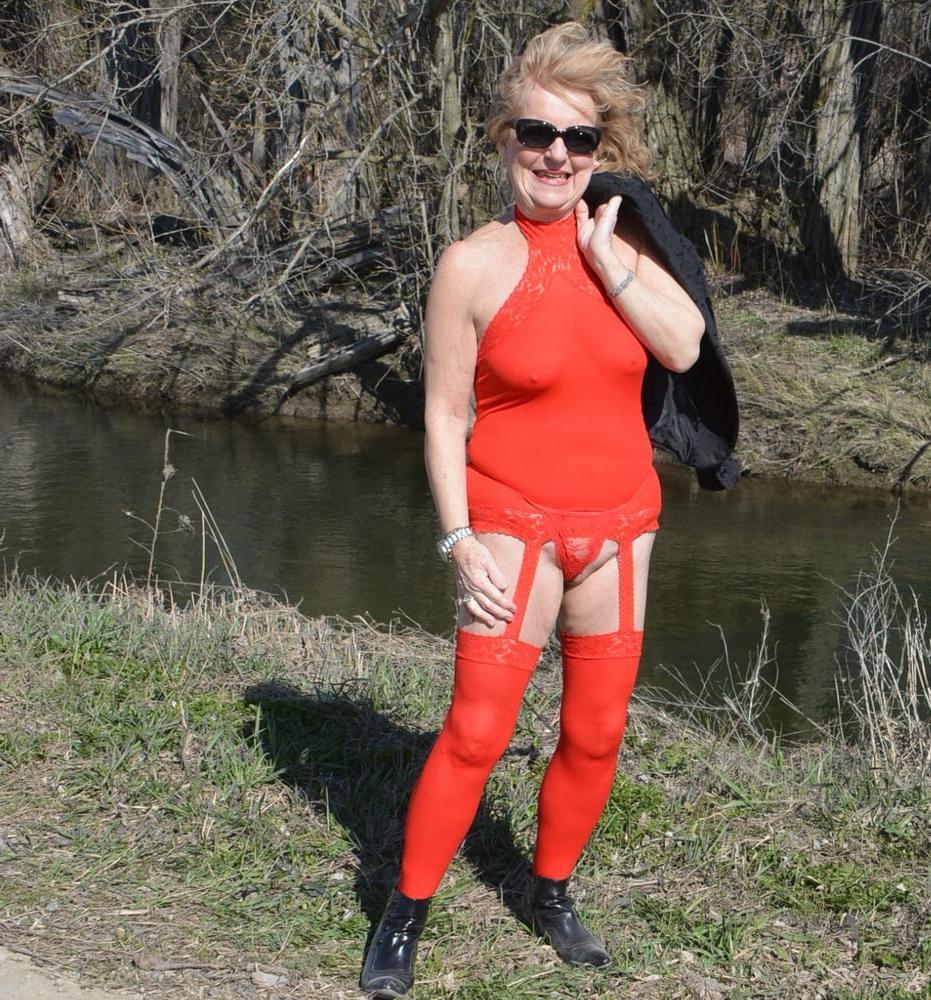 19P Red Sheer Garter Dress #6