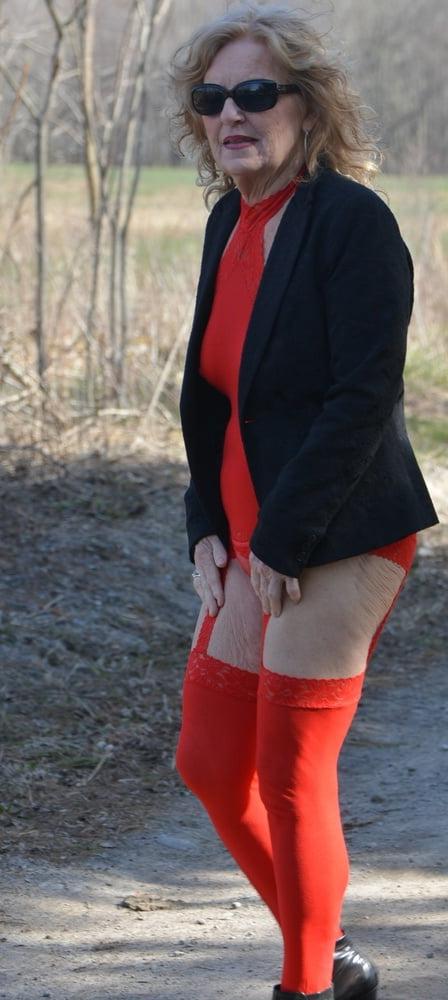 19P Red Sheer Garter Dress #6