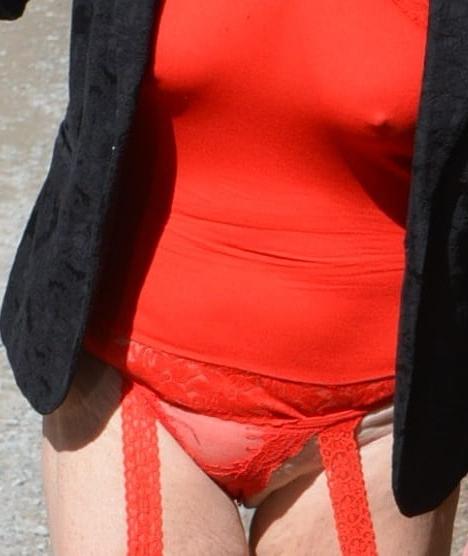 25P Red Sheer Garter Dress #