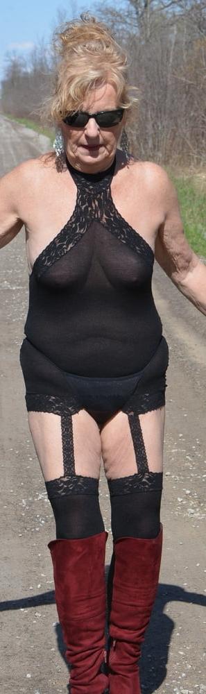 25P Black Stretched Dress with nylons #2