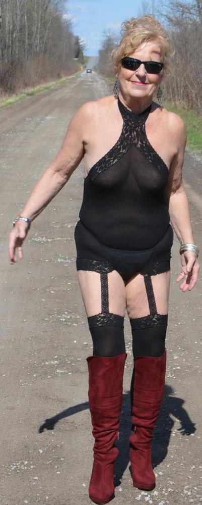 25P Black Stretched Dress with nylons #2