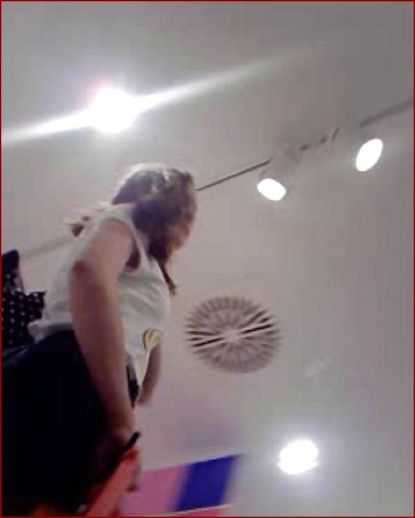 17P So sweet teen with long legs and dark blue tanga