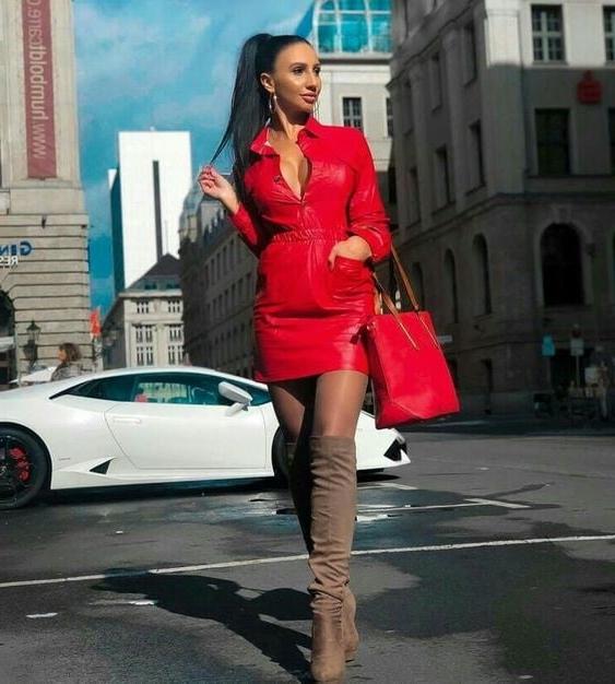 25P Red Leather Dress 3 - by Redbull18