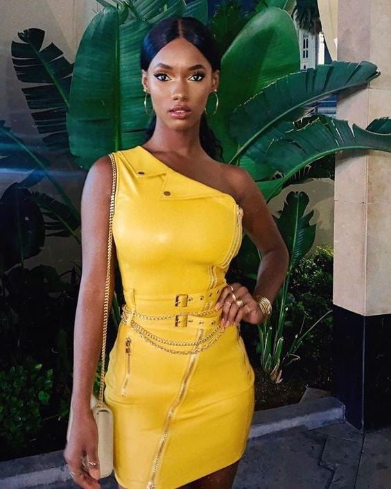10P Yellow Leather Dress 3 - by Redbull18