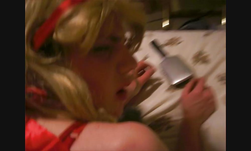 25P Red Satin Strapon Fuck Sissy Vanessa
