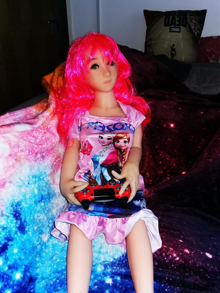 19P 100 CM WM Sex doll play  in Frozen dress