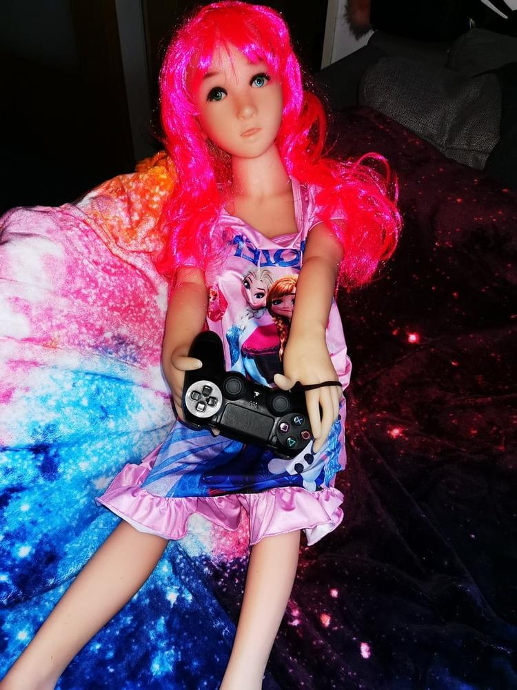 19P 100 CM WM Sex doll play  in Frozen dress