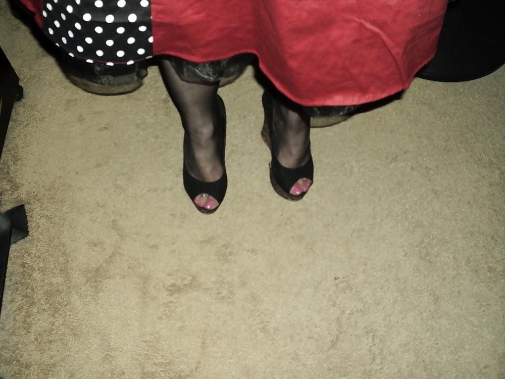 25P new dress and  other outfits and wedge heels and cage heels