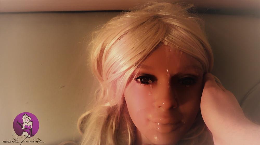 10P Hot Blonde Real Doll gets fantastic Facial