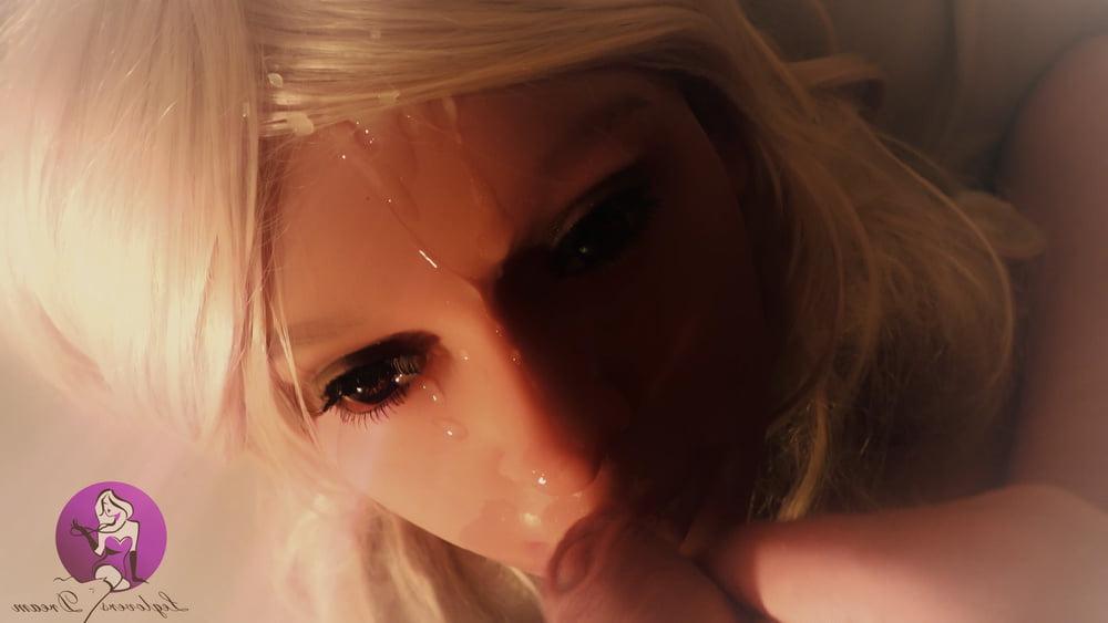 10P Hot Blonde Real Doll gets fantastic Facial