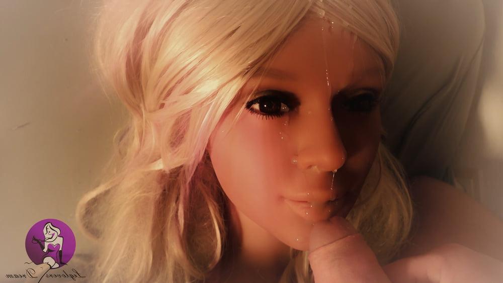 10P Hot Blonde Real Doll gets fantastic Facial