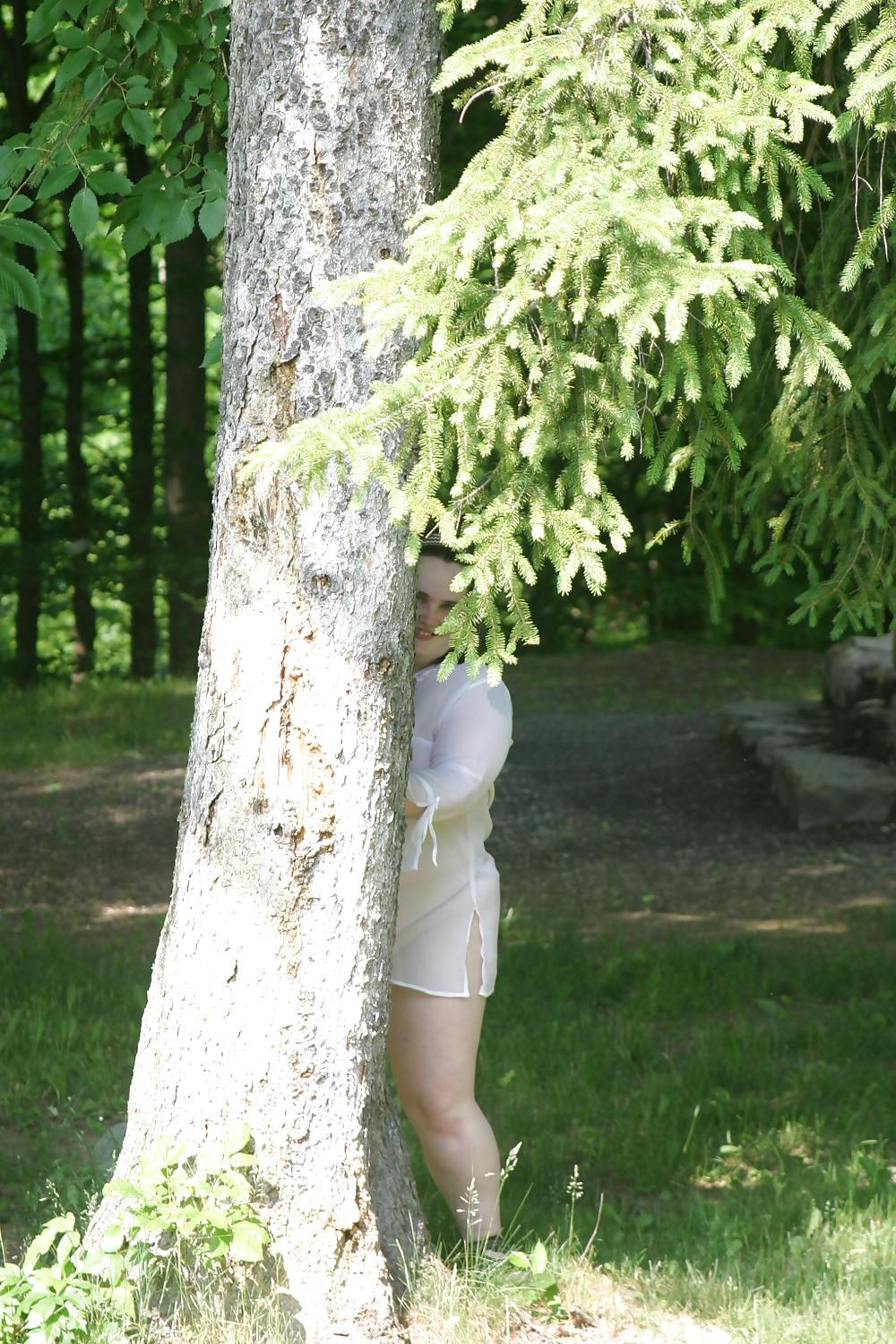 25P Kaylee showing thong in park