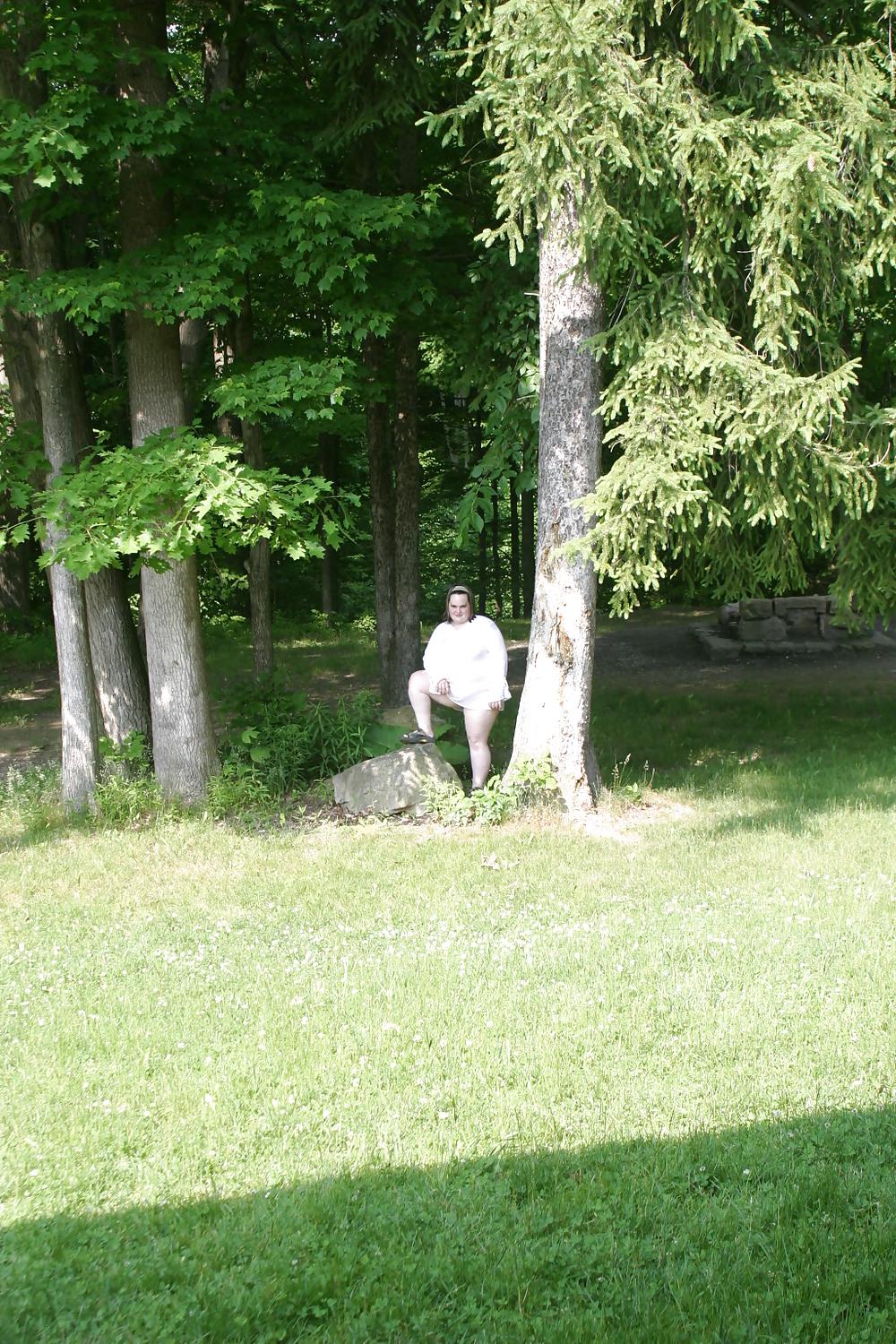 25P Kaylee showing thong in park