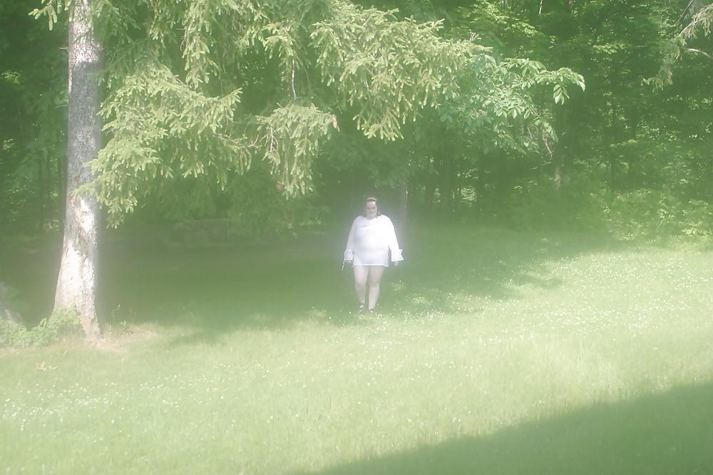 25P Kaylee showing thong in park