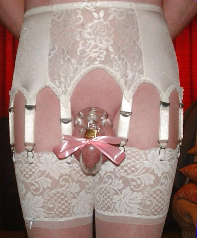 25P Submissives cocks in chastity belt