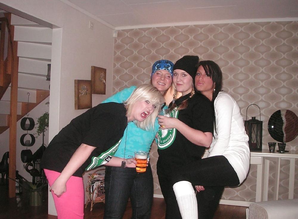 9P Four girls at home posing their lovely boobs