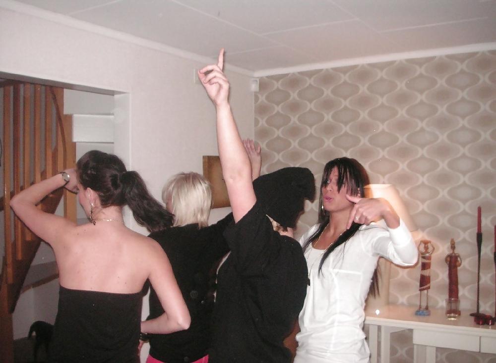 9P Four girls at home posing their lovely boobs