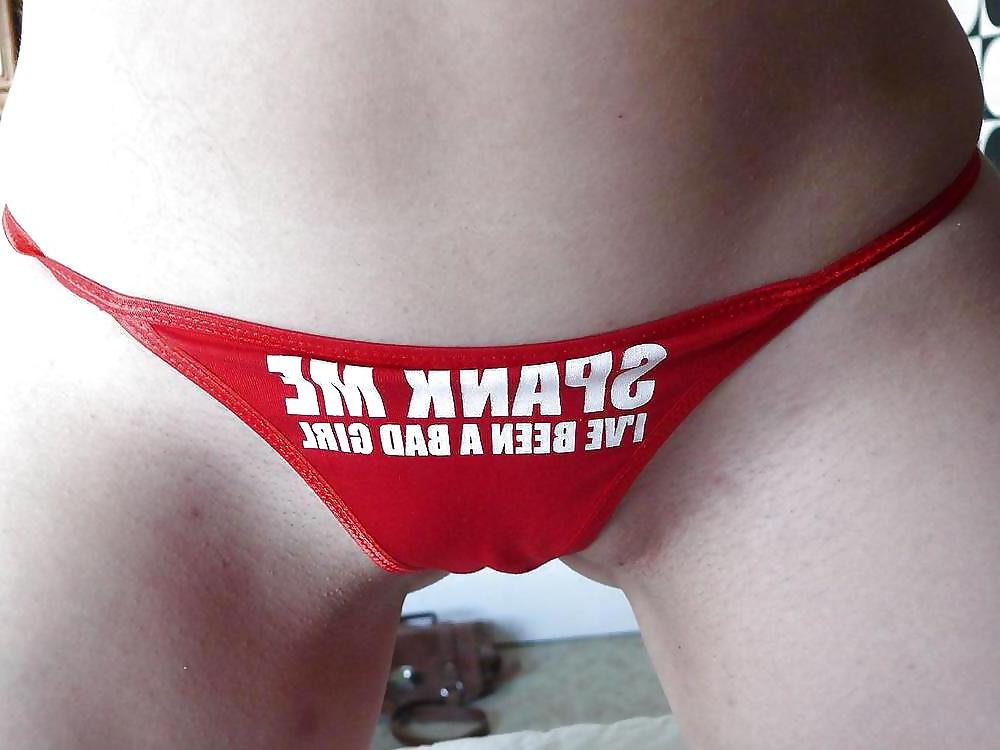 6P Sweet girl showing off with her new red panty