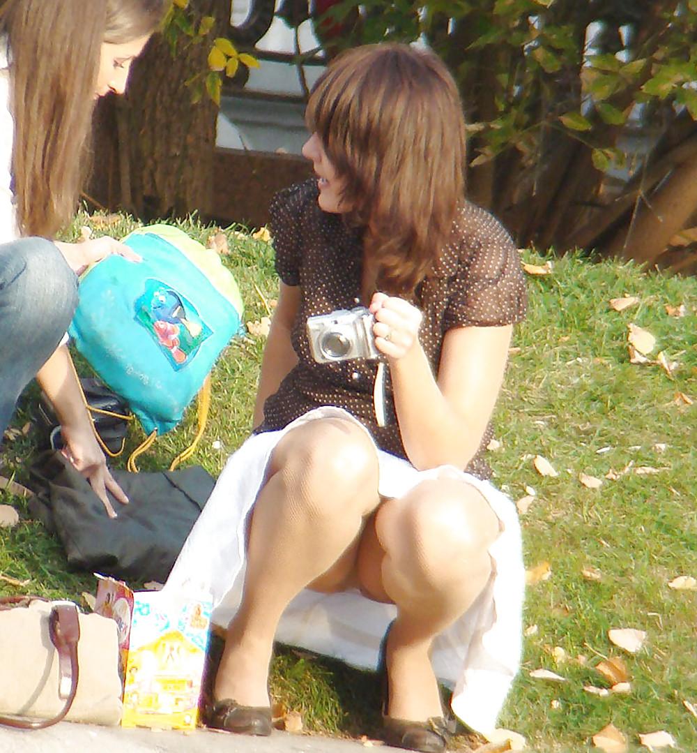 17P In The Streets 095 - Three Sexy Park Upskirts 