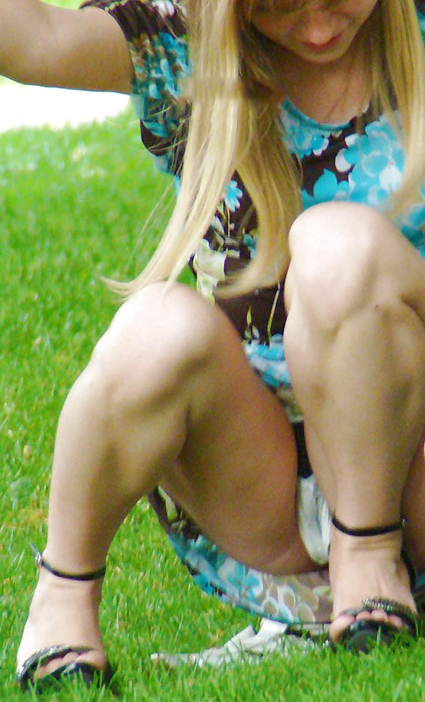 17P In The Streets 095 - Three Sexy Park Upskirts 