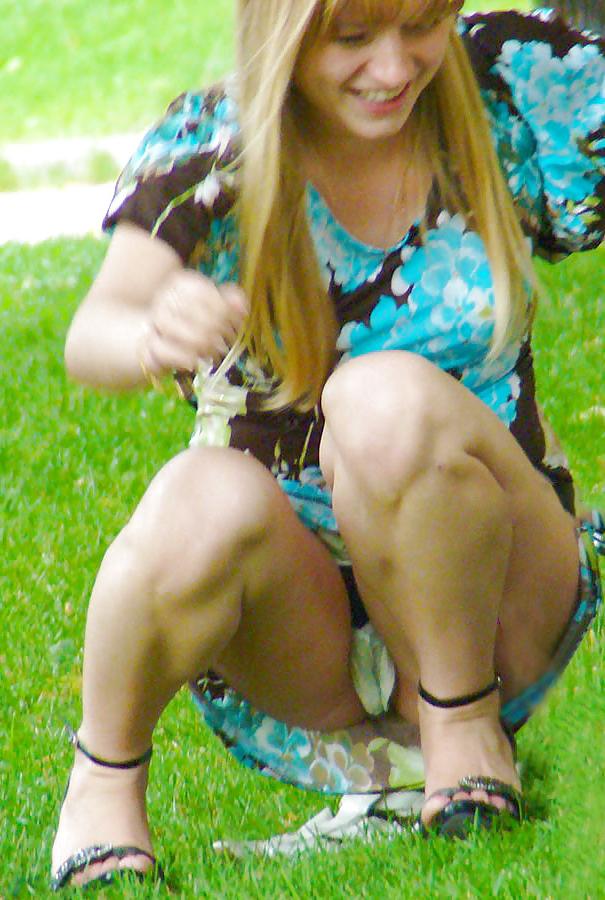 17P In The Streets 095 - Three Sexy Park Upskirts 