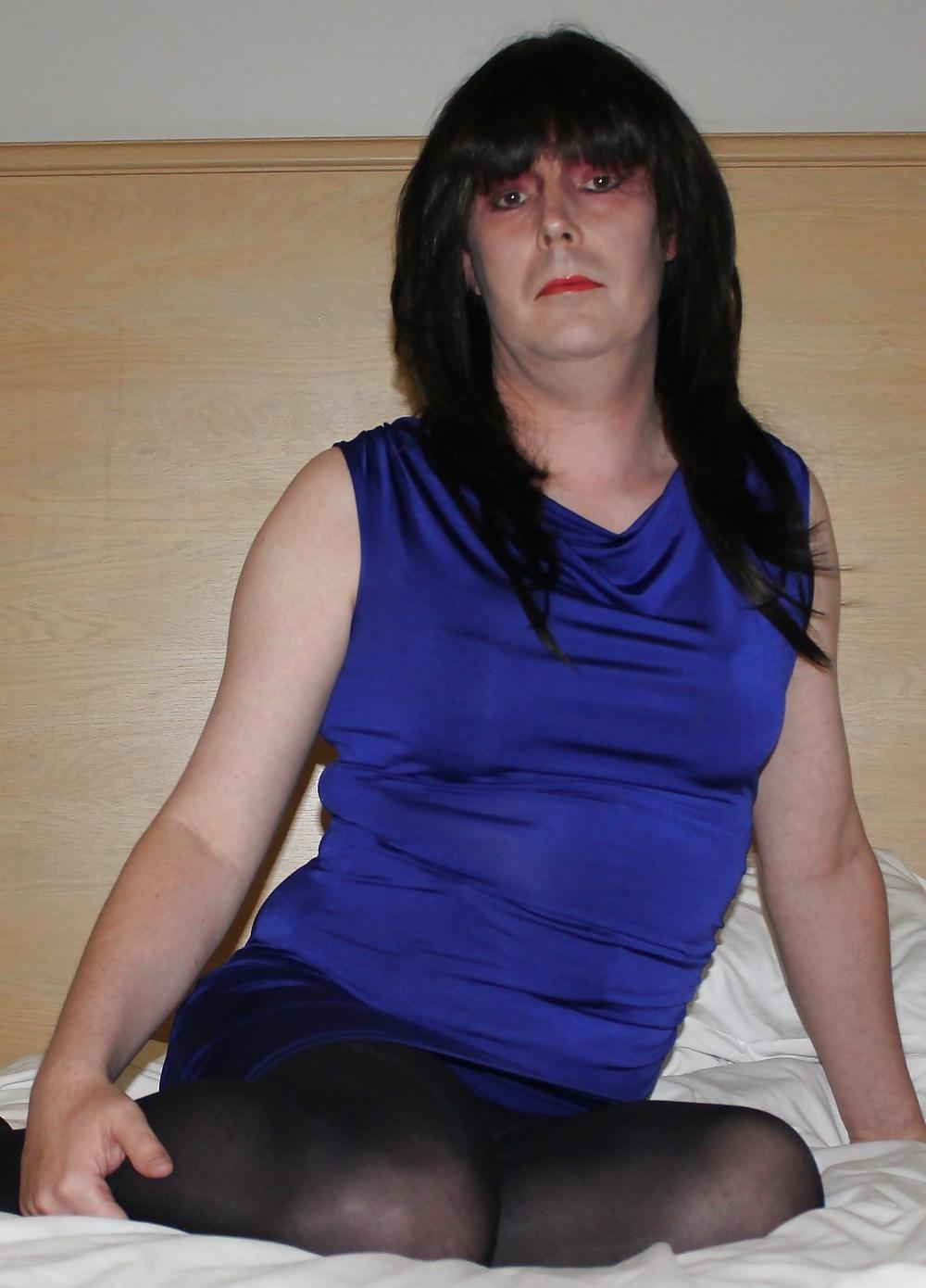 14P Emma slut black shiny pantyhose no panties
