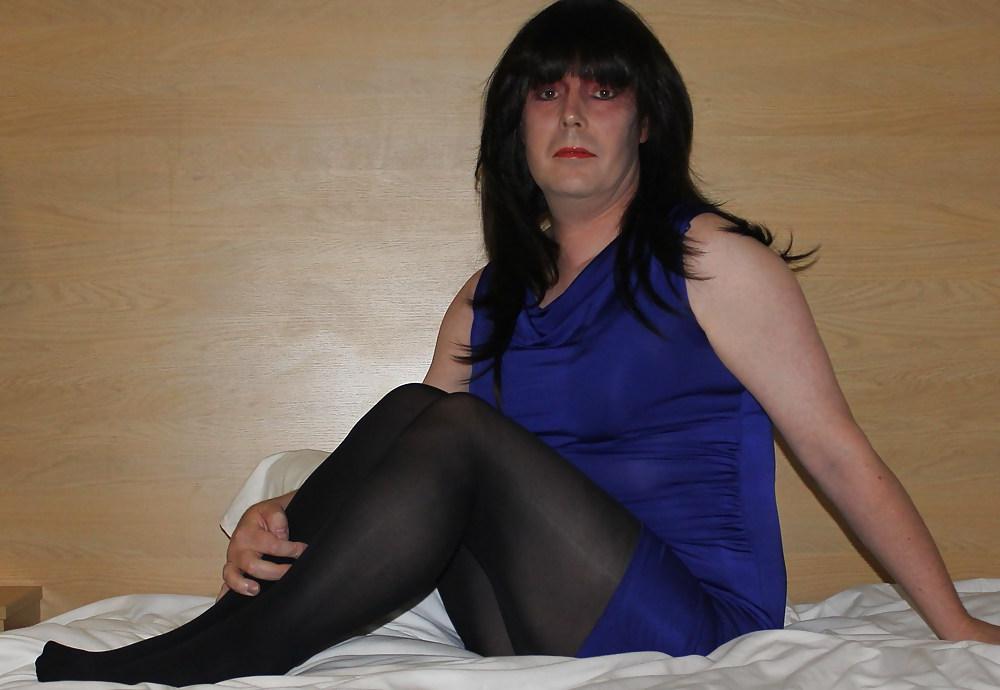 14P Emma slut black shiny pantyhose no panties