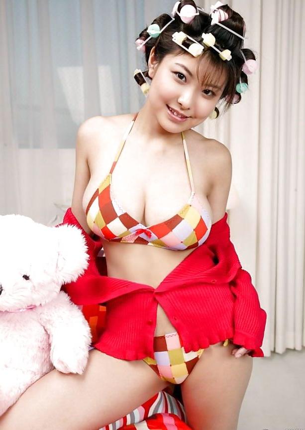 16P Pretty Asian in striped socks and hair bows
