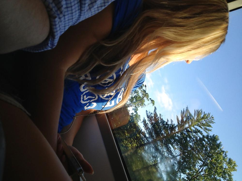 8P Stunning blonde in hot pants