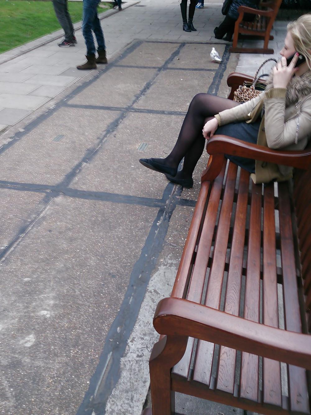 25P Candid legs and stockings pantyhose from London