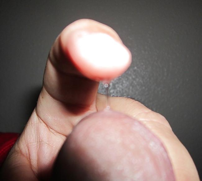 6P My cock with precum while chatting with a friend