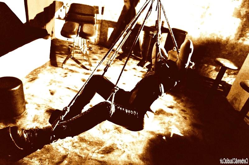 7P Hogtied bondage cerbere and claudiacuir