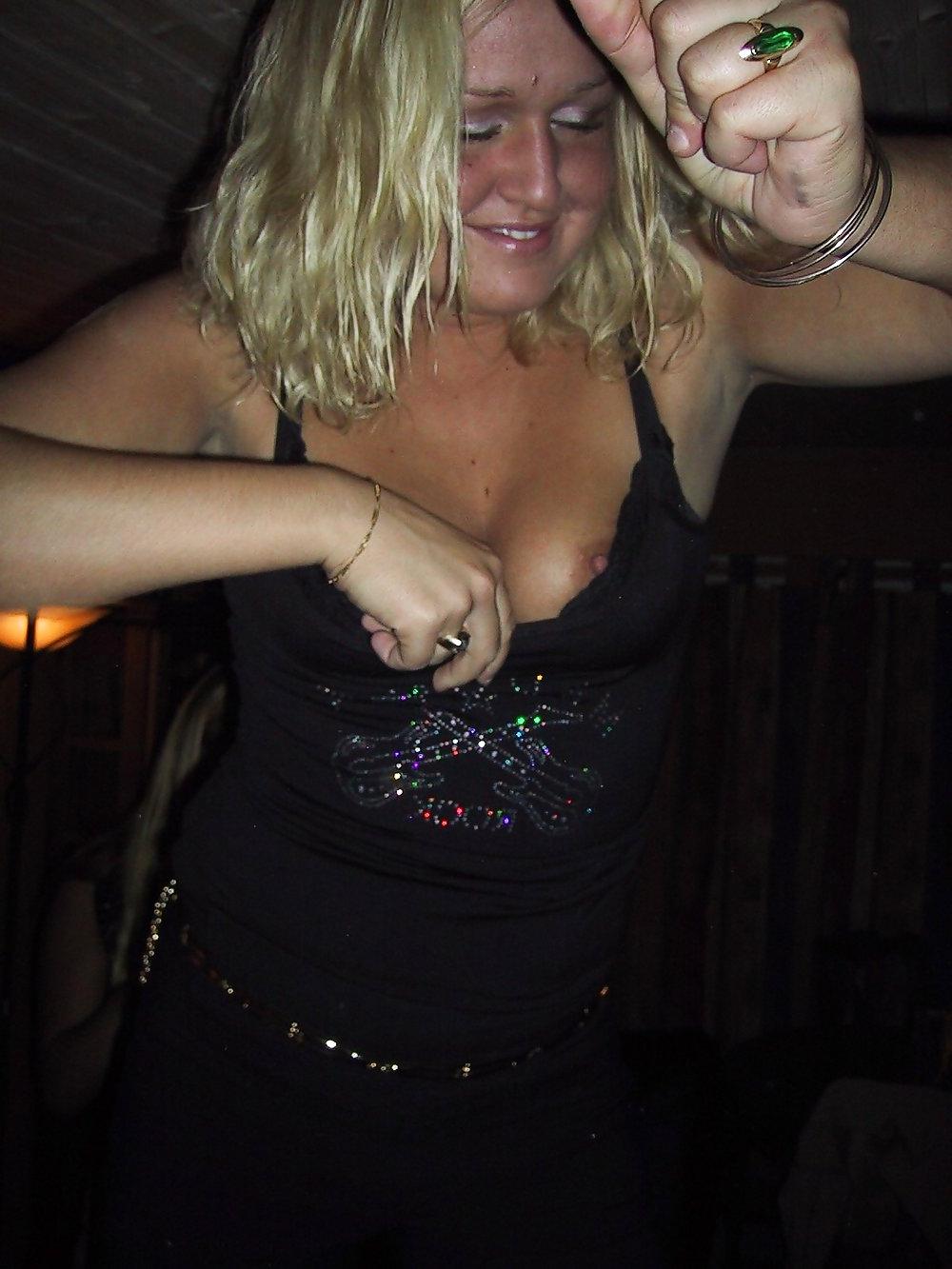8P Blonde showing her boobs at private party