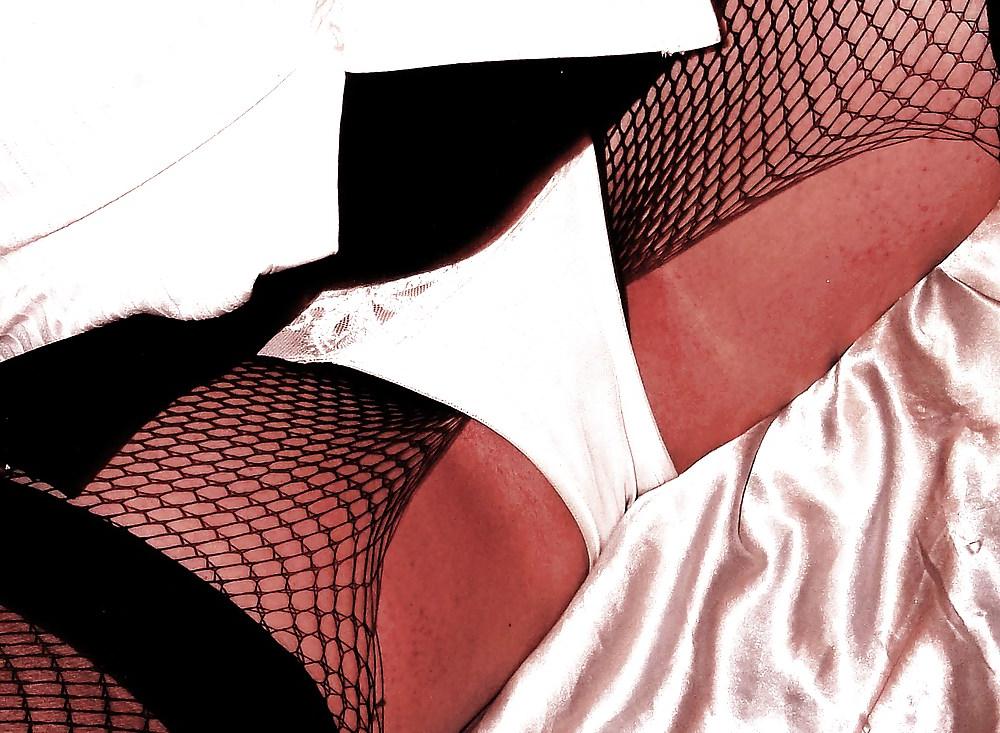 12P Home made panties, lingerie and fishnets.