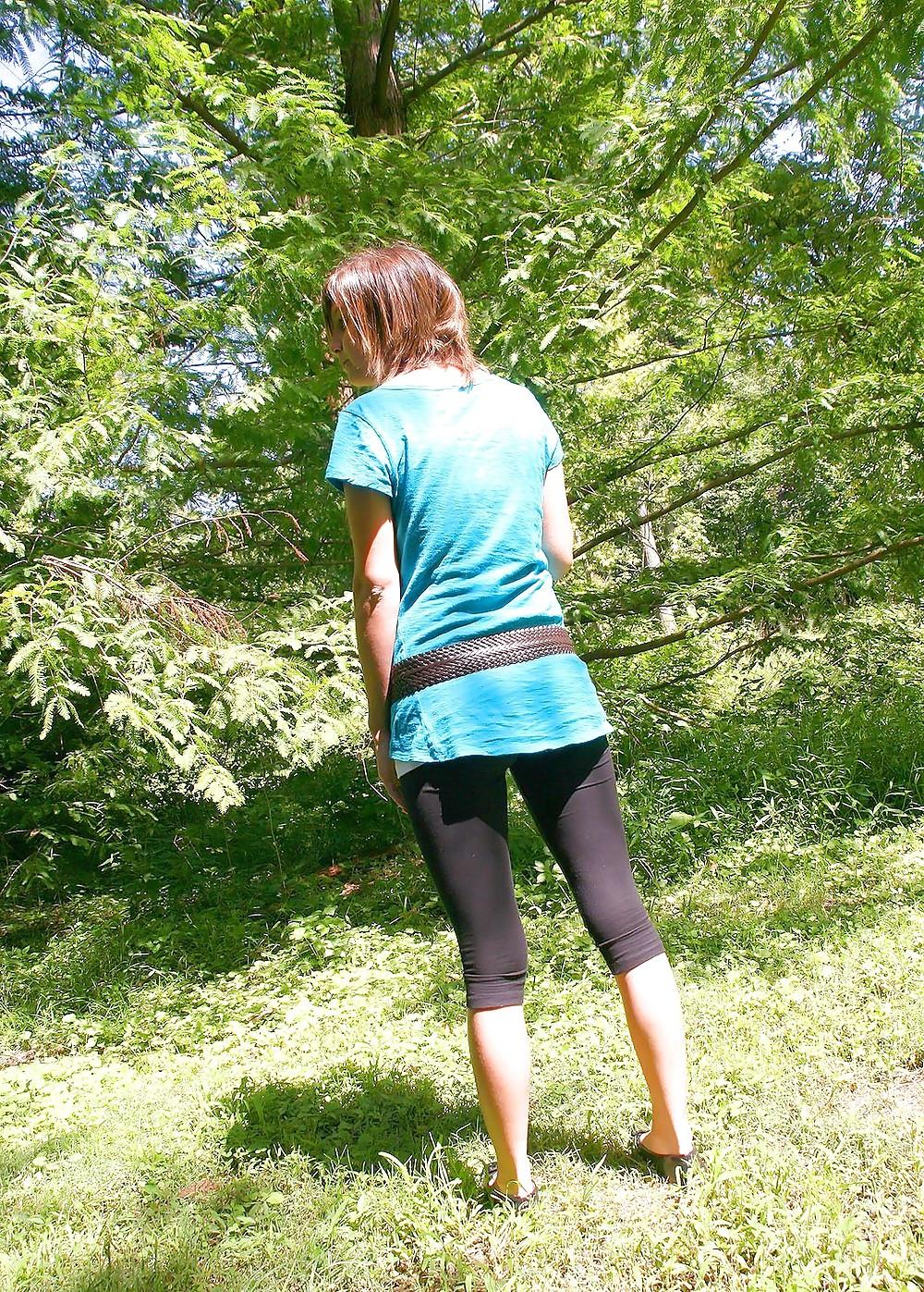 14P Teen with very big boobs stripping for me in the park