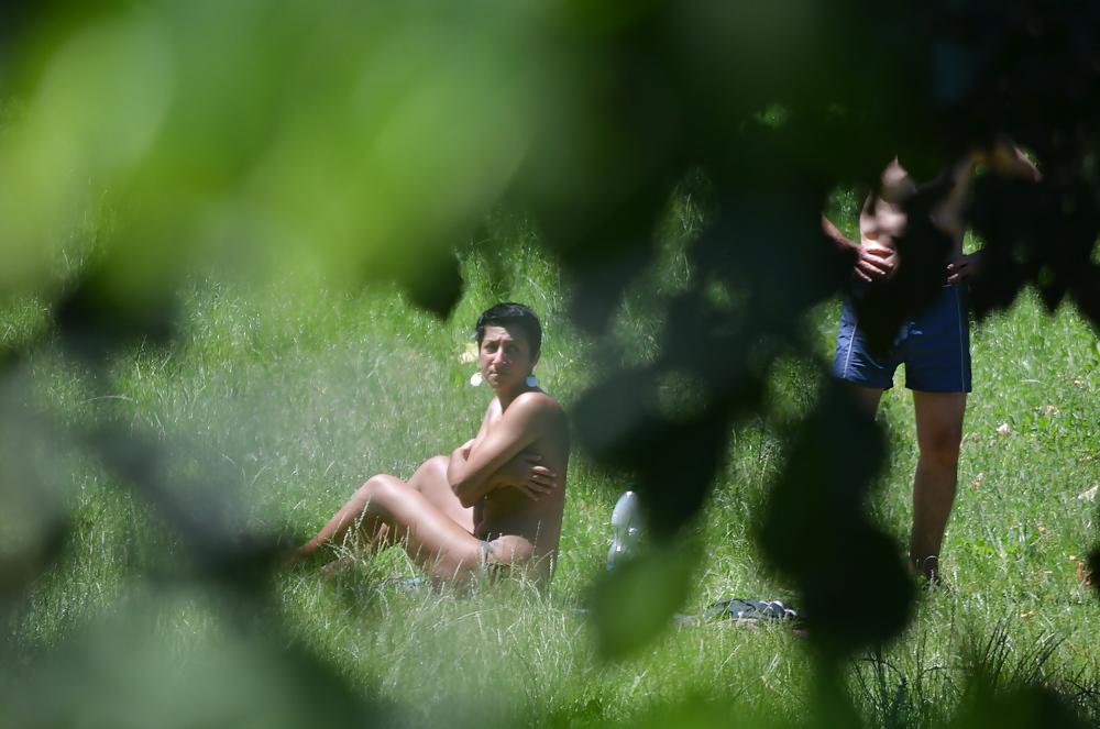 21P Milf sunbathe in the park