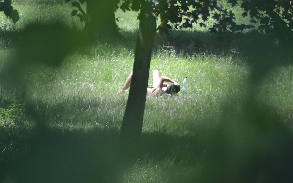 21P Milf sunbathe in the park