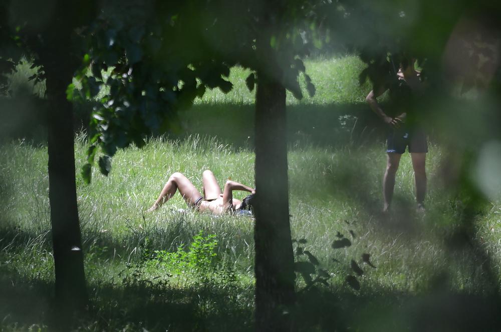21P Milf sunbathe in the park