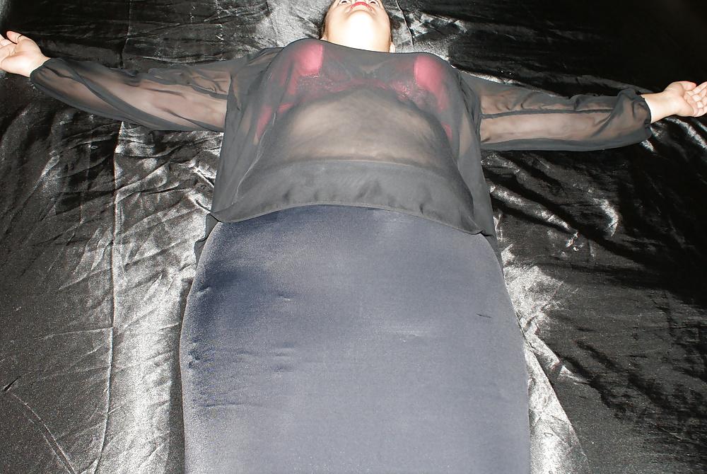 12P Sub Ms B hogtied and orally fucked