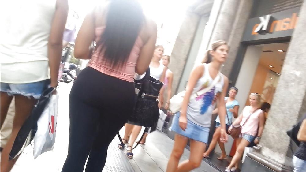 15P Sexy PAWG in tight black spandex trousers