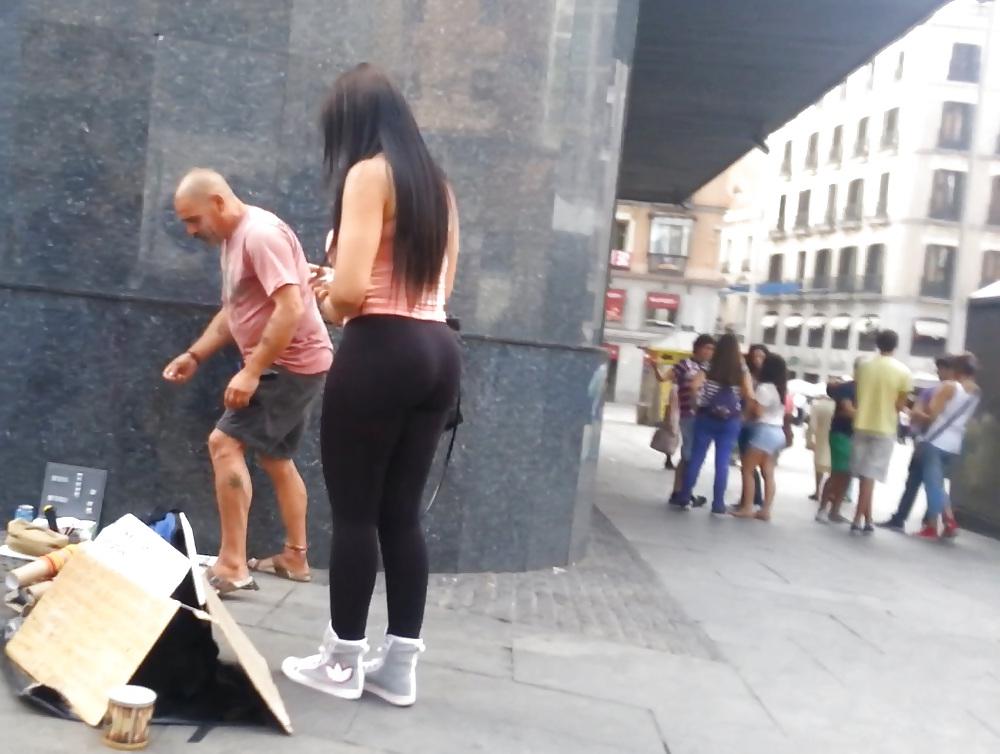 15P Sexy PAWG in tight black spandex trousers