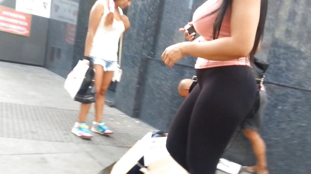 15P Sexy PAWG in tight black spandex trousers