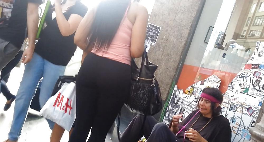 15P Sexy PAWG in tight black spandex trousers