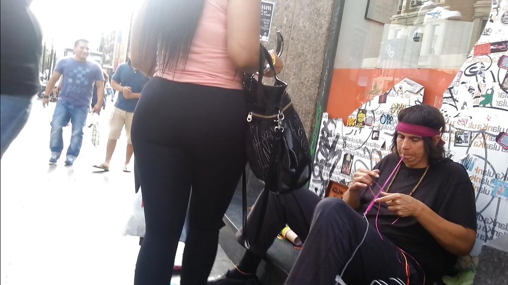 15P Sexy PAWG in tight black spandex trousers