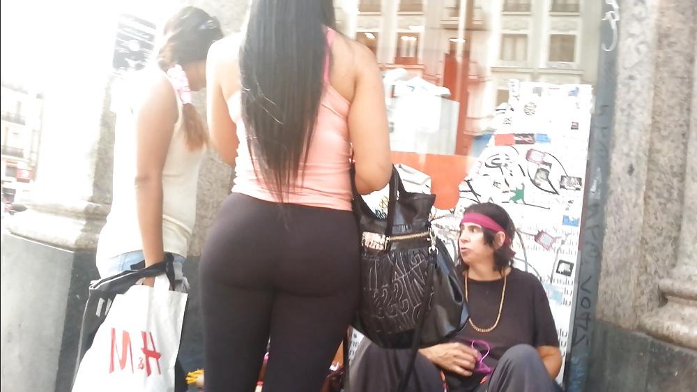 15P Sexy PAWG in tight black spandex trousers